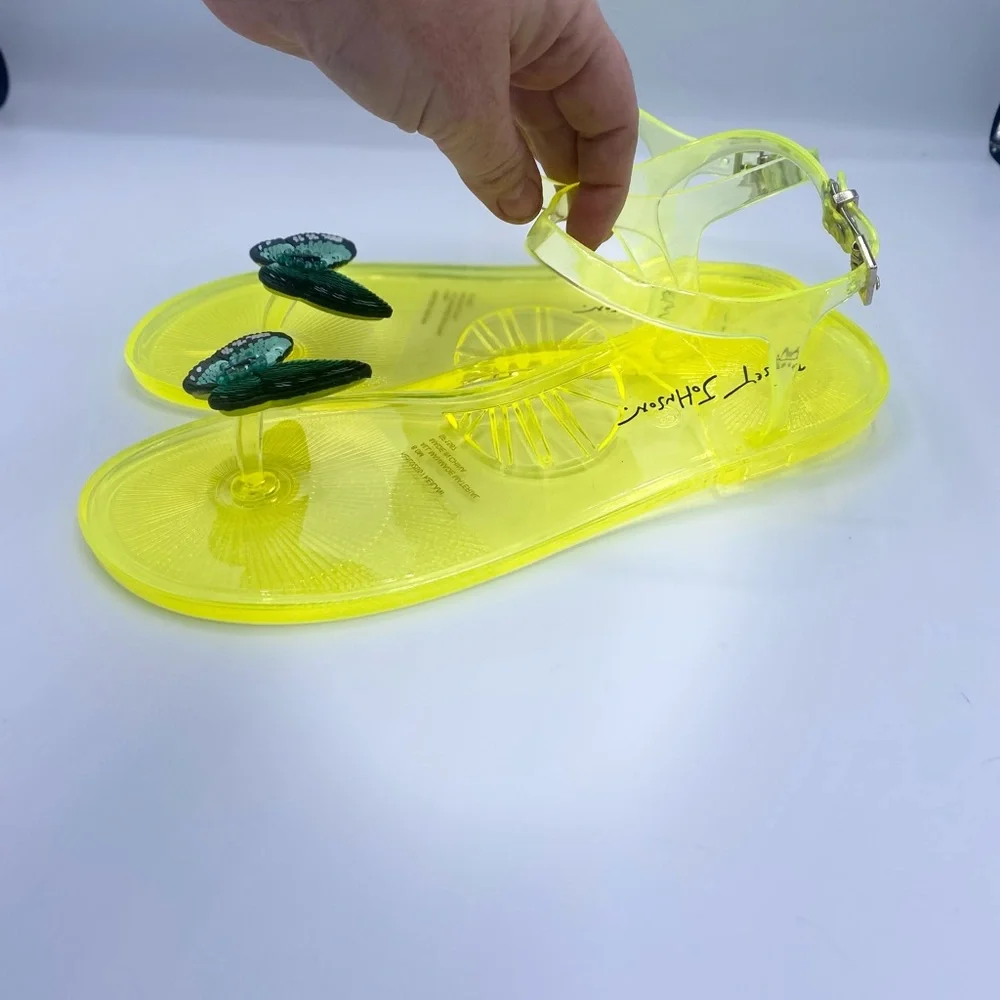 Betsey Johnson Clear Yellow Keilani Butterfly Sequins Jelly Sandals NWOT 8,9,10 - Picture 5 of 13